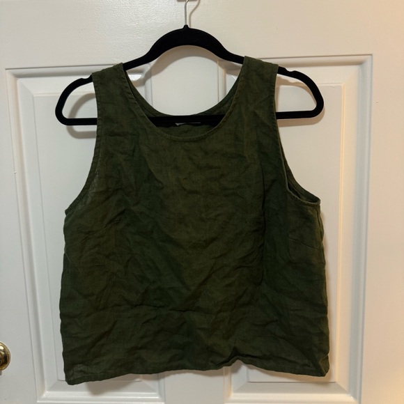 NWOT Linenfox Maricela Linen Skirt & Sadie Linen Top Set Forest Green Sz Medium - Picture 3 of 9